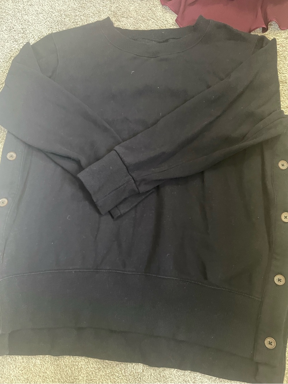 St. John's Bay Black Crewneck Sweater with Side Button Detail
